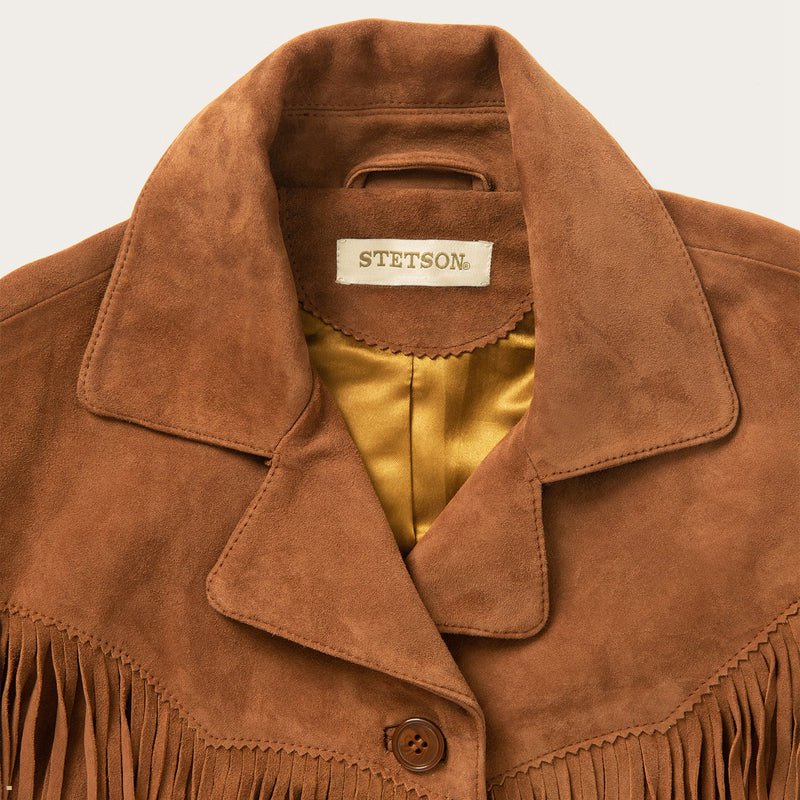 Brown Stetson Lamb Suede Fringed Women's Jackets | UK 18CBTVNLE