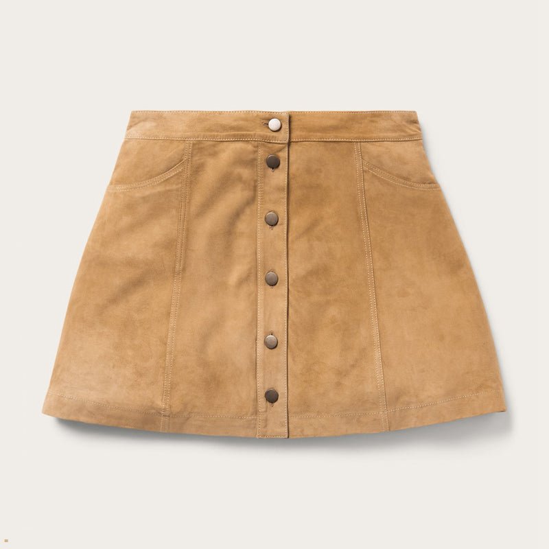 Brown Stetson Lamb Suede Gored Women\'s Skirts | UK 23EQNWVJH