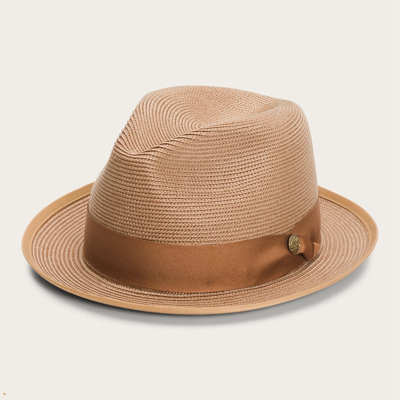 Brown Stetson Latte Milan Men's Fedoras | UK 08UTNDRJL