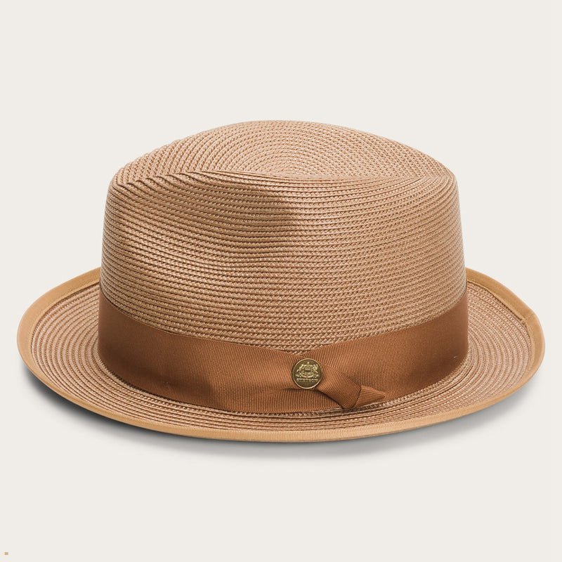 Brown Stetson Latte Milan Men's Fedoras | UK 08UTNDRJL