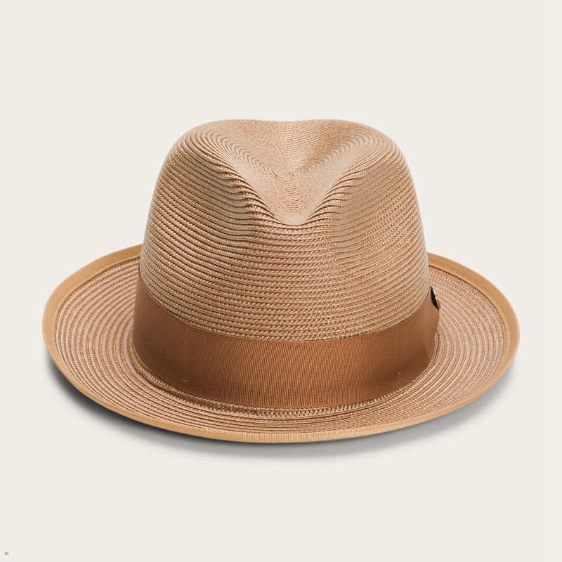 Brown Stetson Latte Milan Men\'s Fedoras | UK 08UTNDRJL