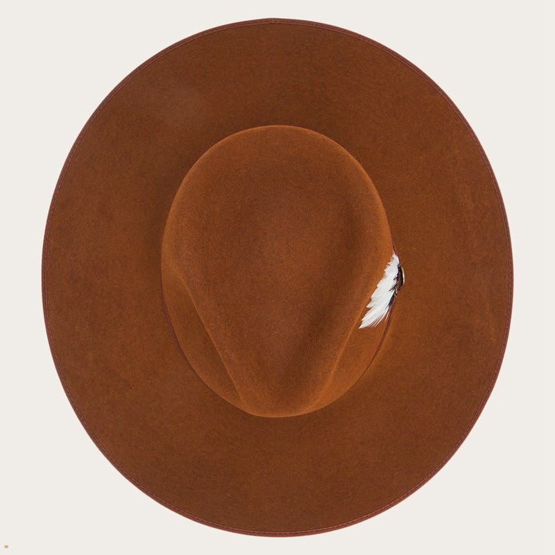 Brown Stetson Midtown Wide Flat Brim Men's Fedoras | UK 72NEVTKLA