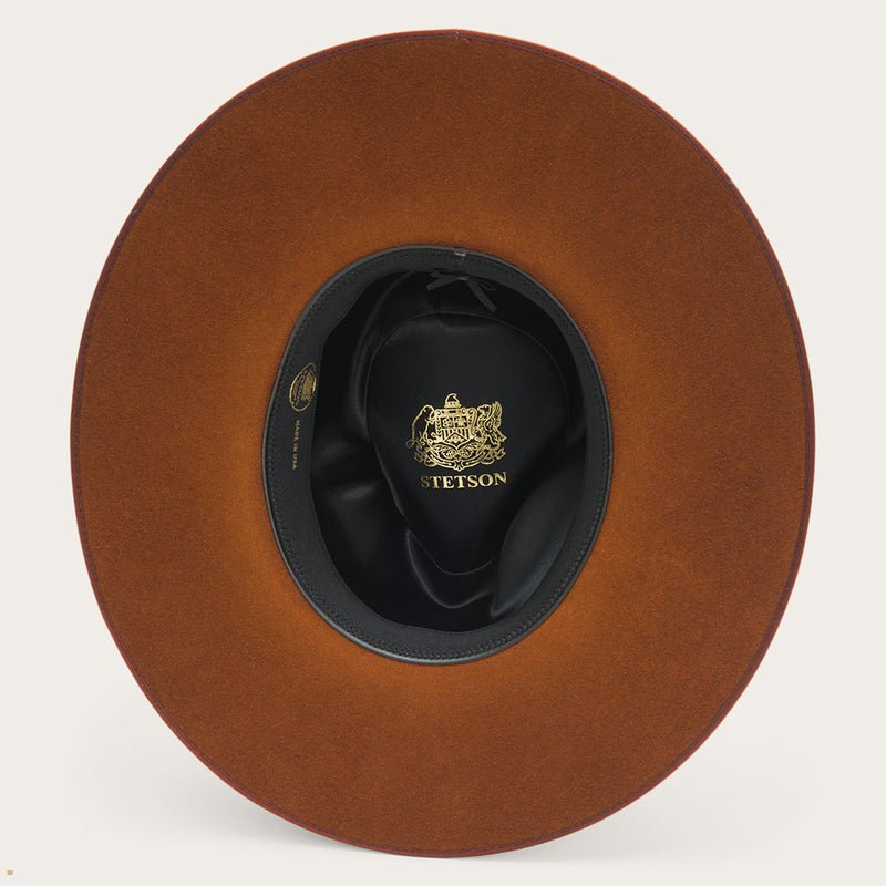 Brown Stetson Midtown Wide Flat Brim Men's Fedoras | UK 72NEVTKLA