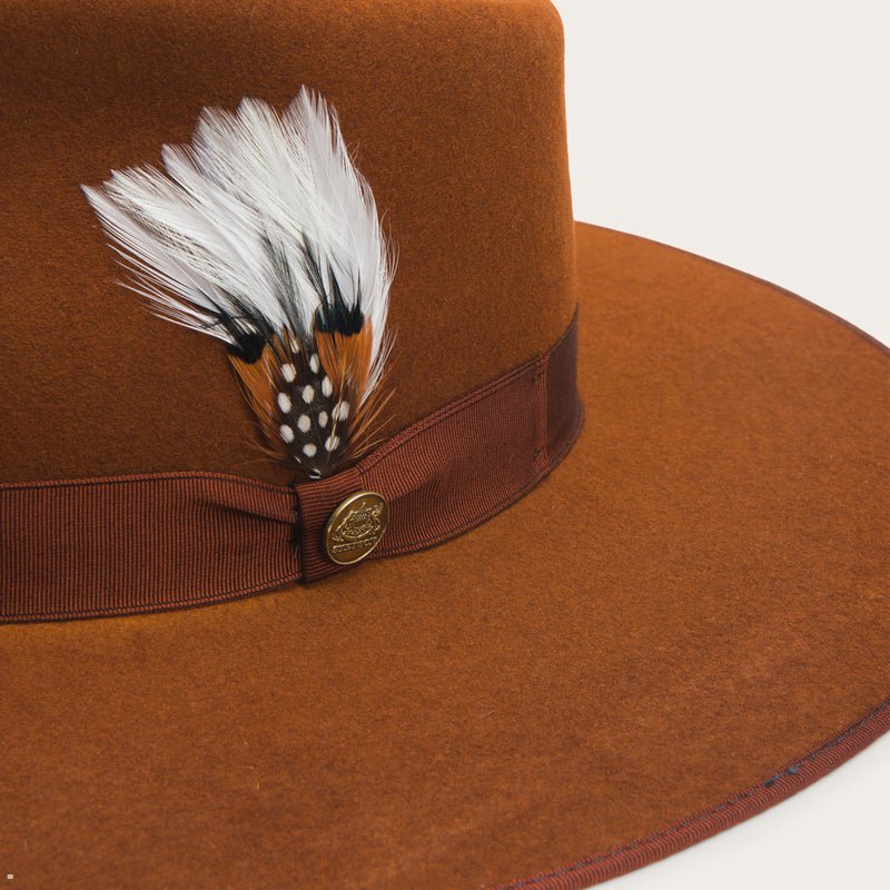 Brown Stetson Midtown Wide Flat Brim Men's Fedoras | UK 72NEVTKLA