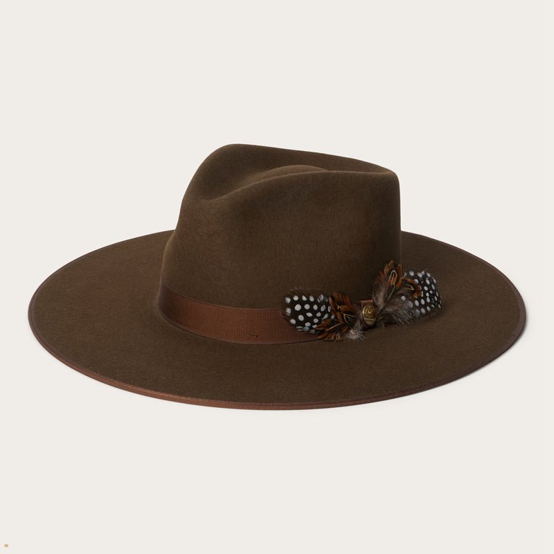 Brown Stetson Midtown Wide Flat Brim Men's Fedoras | UK 75AICMNEQ