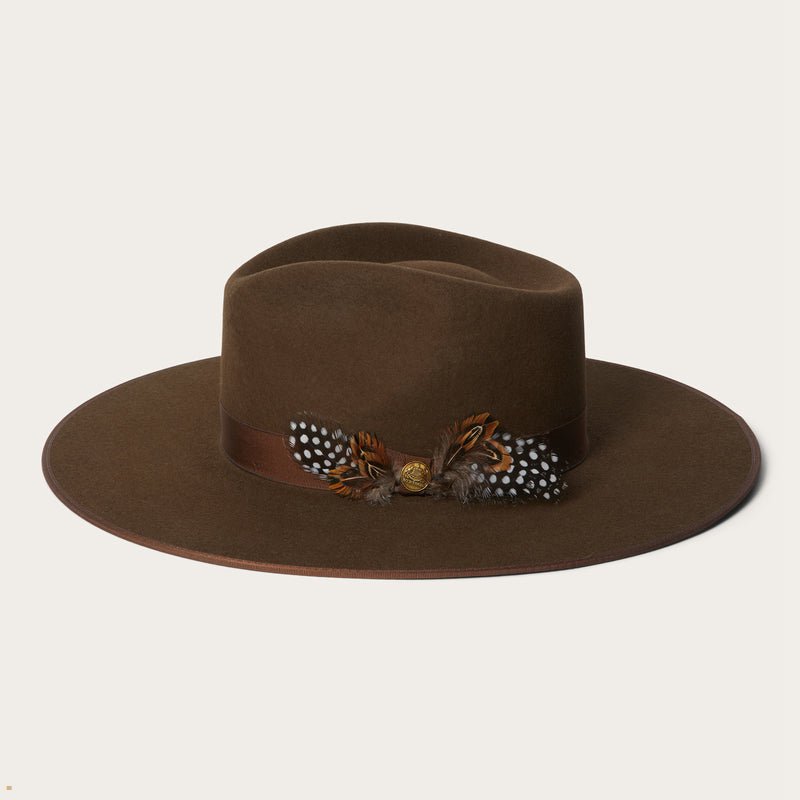 Brown Stetson Midtown Wide Flat Brim Men's Fedoras | UK 75AICMNEQ