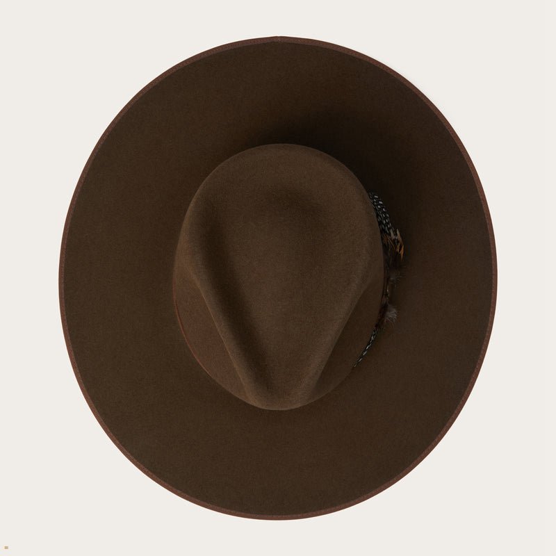 Brown Stetson Midtown Wide Flat Brim Men's Fedoras | UK 75AICMNEQ