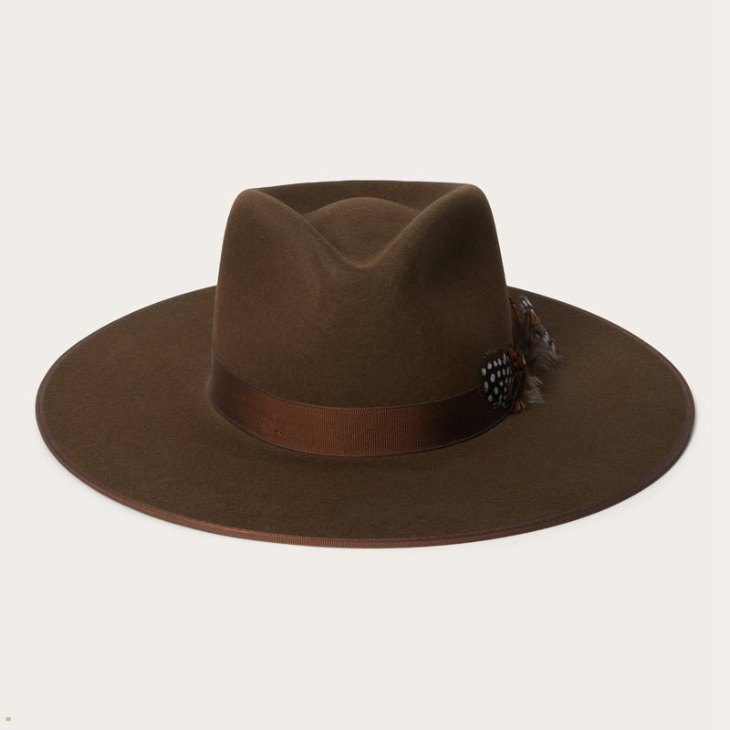 Brown Stetson Midtown Wide Flat Brim Men\'s Fedoras | UK 75AICMNEQ