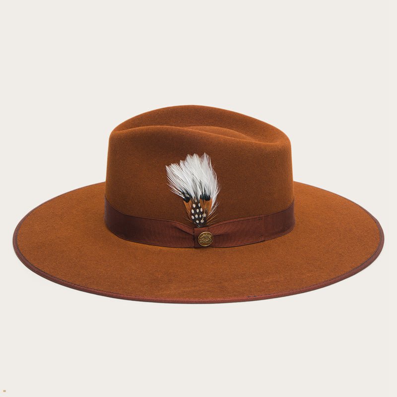 Brown Stetson Midtown Wide Flat Brim Women's Fedoras | UK 26XDZMYSP