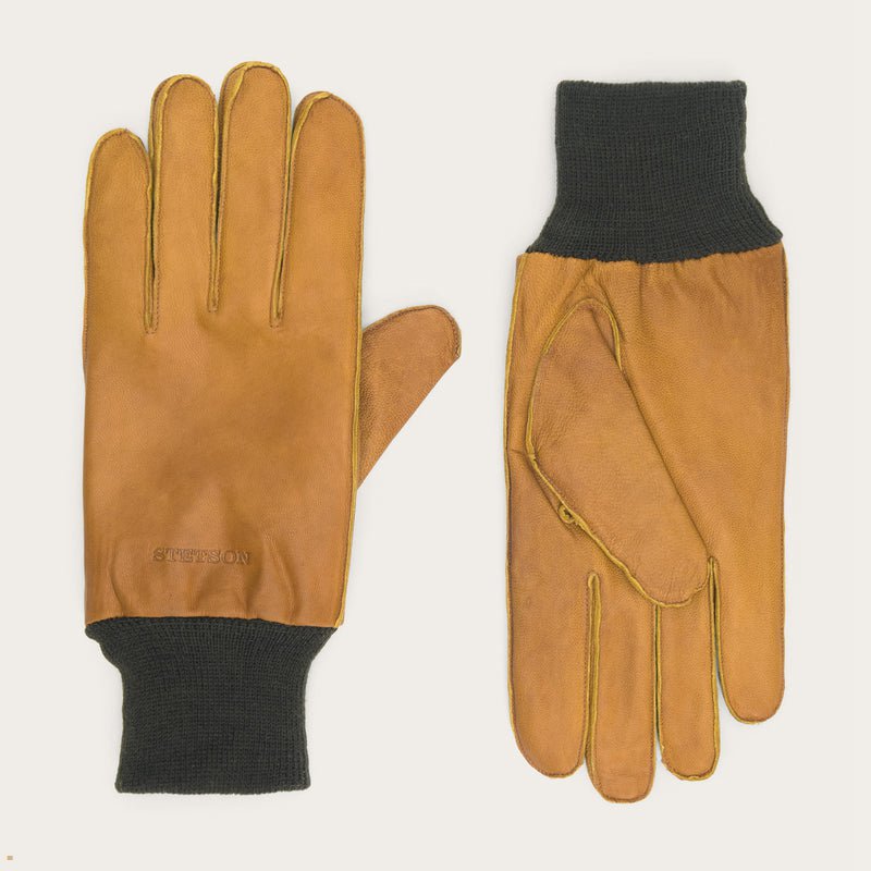 Brown Stetson Nappa Men's Gloves | UK 24NARWJPY