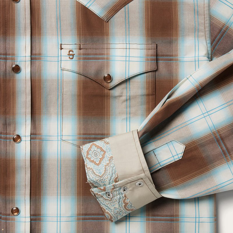 Brown Stetson Plaid Western Men's Shirts | UK 93HCLYVTG