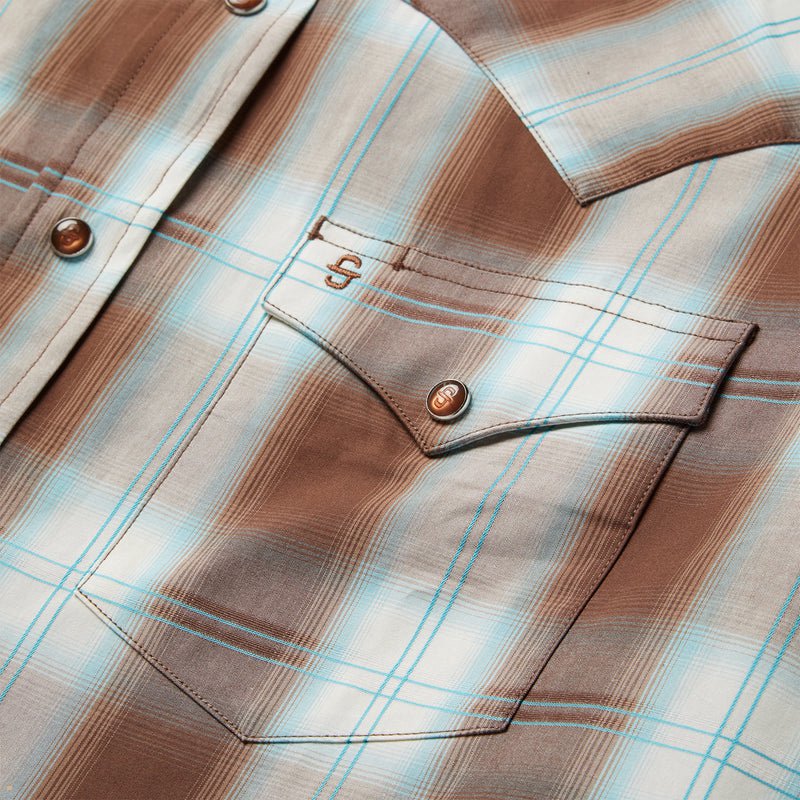 Brown Stetson Plaid Western Men's Shirts | UK 93HCLYVTG