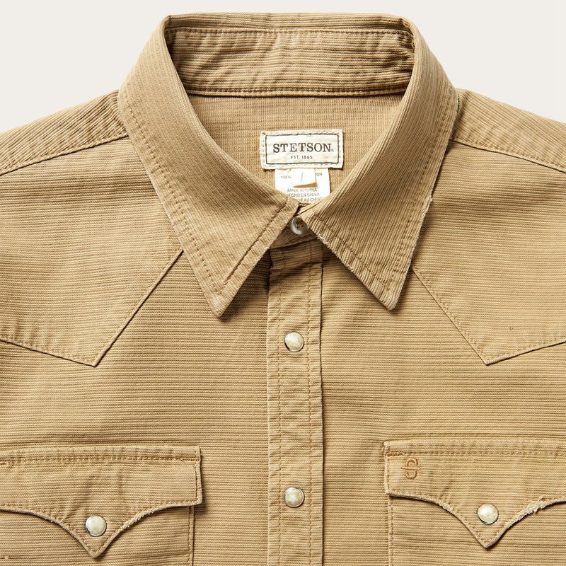 Brown Stetson Premium Ribbed Western Men's Shirts | UK 06PERZLJX