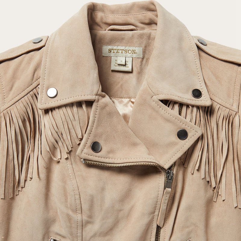 Brown Stetson Premium Suede Moto Women's Jackets | UK 61ODRIFKS