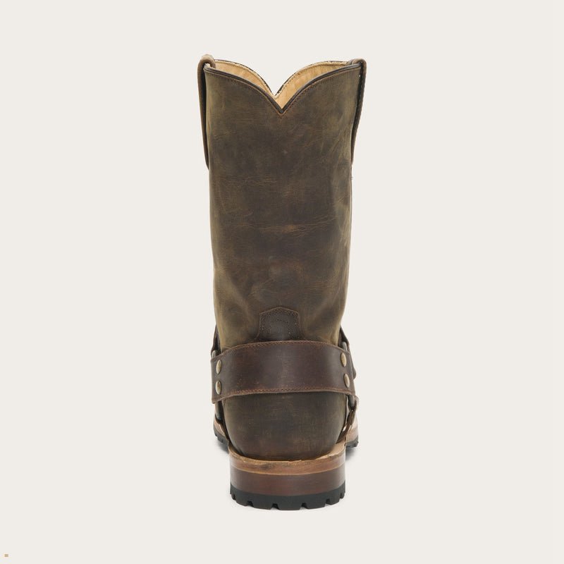 Brown Stetson Puncher Harness Men's Boots | UK 23QJEWBLG