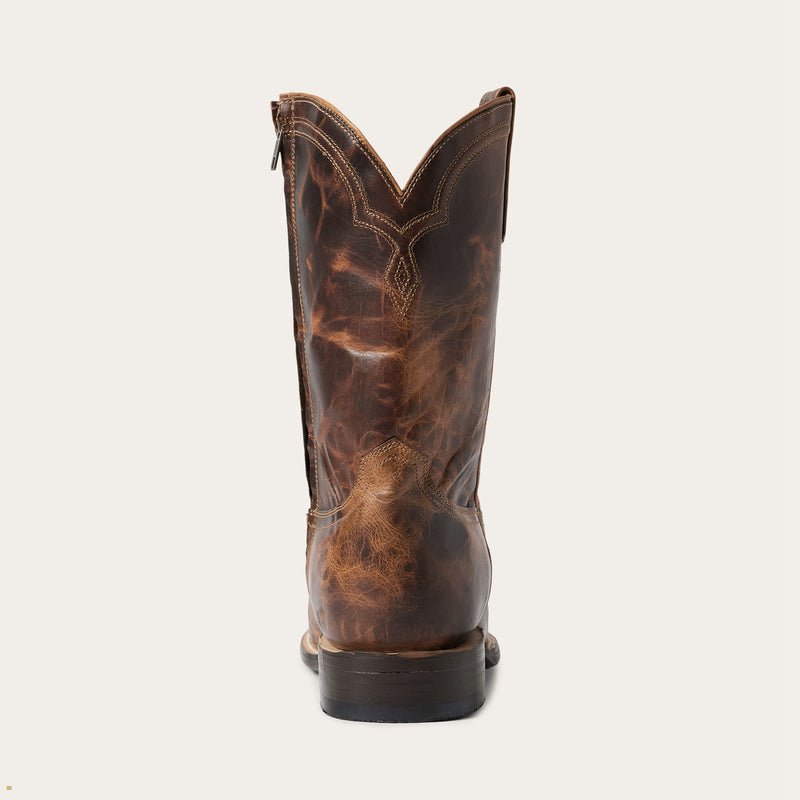 Brown Stetson Rancher Zip Men's Boots | UK 25DOIRATL