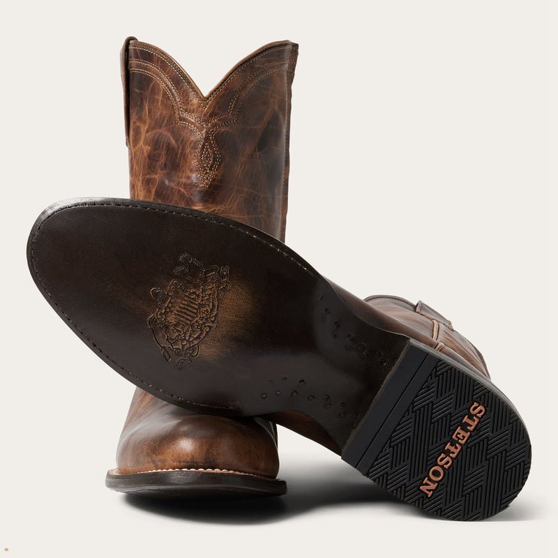 Brown Stetson Rancher Zip Men's Boots | UK 25DOIRATL