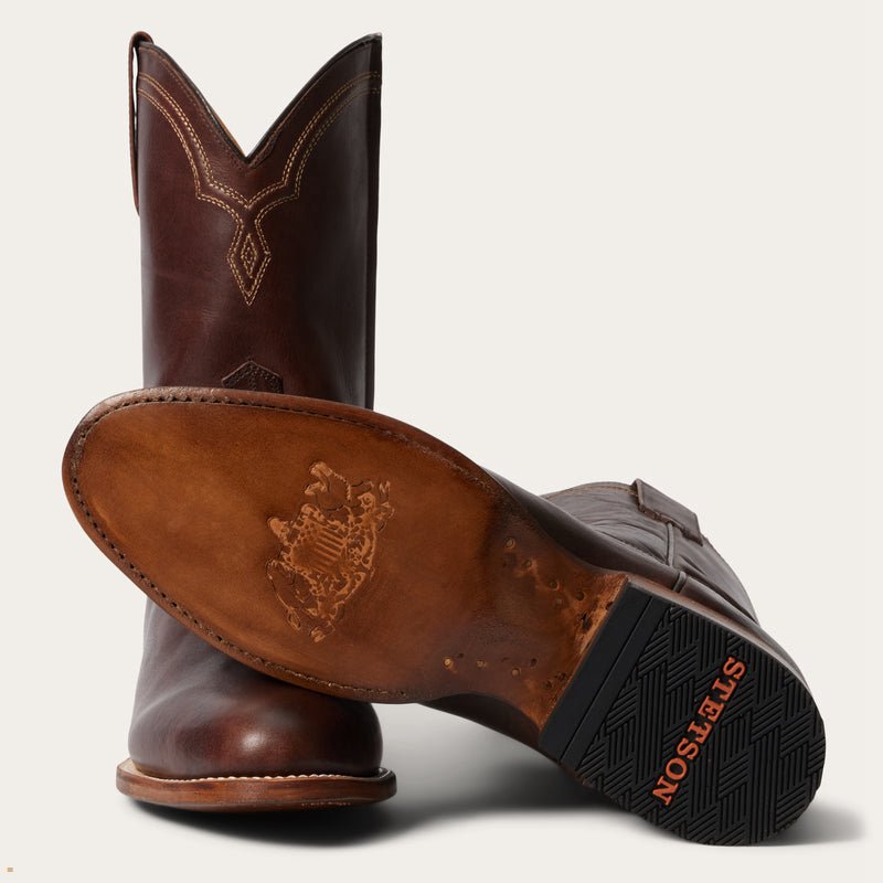 Brown Stetson Rancher Zip Men's Boots | UK 53IELFYVK