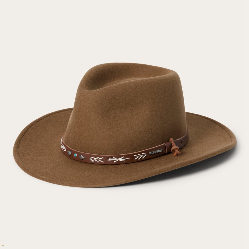 Brown Stetson Santa Fe Men's Outdoor Hats | UK 71KNFHRGT