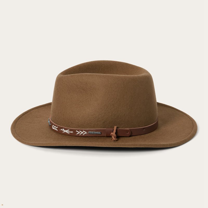 Brown Stetson Santa Fe Men's Outdoor Hats | UK 71KNFHRGT