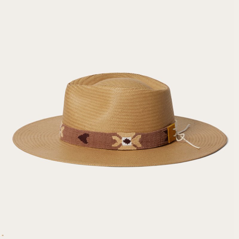 Brown Stetson Sol Straw Fedora Men's Outdoor Hats | UK 02EDNFGMB