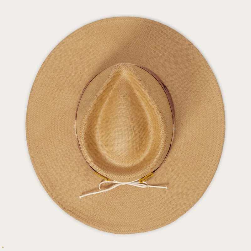 Brown Stetson Sol Straw Fedora Men's Outdoor Hats | UK 02EDNFGMB