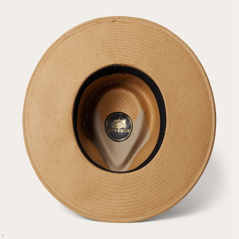 Brown Stetson Sol Straw Fedora Men's Outdoor Hats | UK 02EDNFGMB