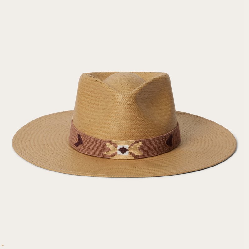 Brown Stetson Sol Straw Fedora Men\'s Outdoor Hats | UK 02EDNFGMB