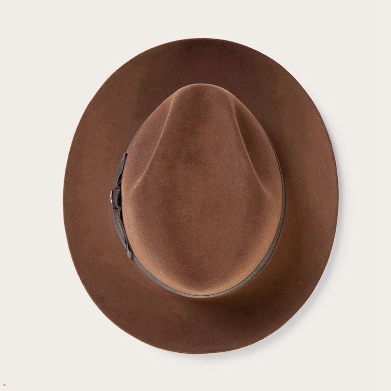 Brown Stetson Temple Men's Fedoras | UK 49FVWYOEK