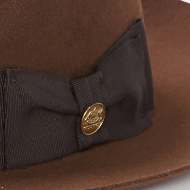 Brown Stetson Temple Men's Fedoras | UK 49FVWYOEK