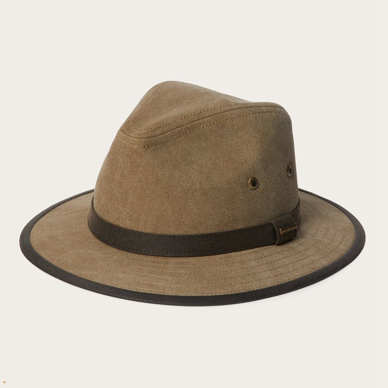 Brown Stetson Traveller Canvas Men's Outdoor Hats | UK 82DQNATVK