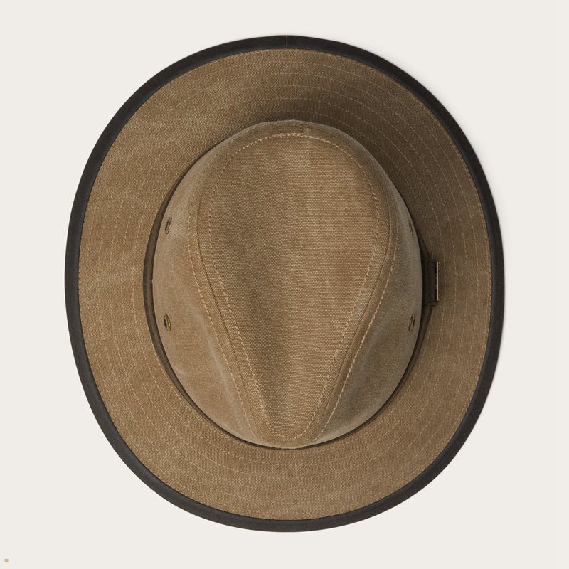 Brown Stetson Traveller Canvas Men's Outdoor Hats | UK 82DQNATVK