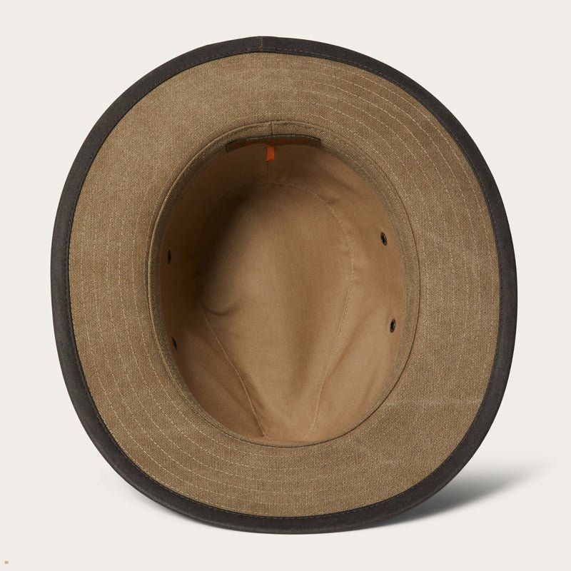 Brown Stetson Traveller Canvas Men's Outdoor Hats | UK 82DQNATVK