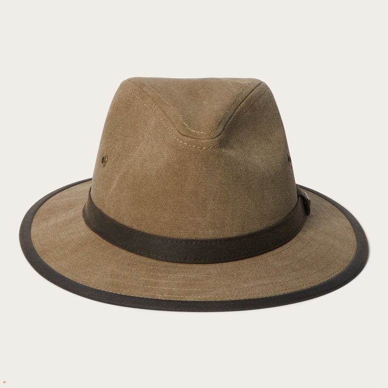 Brown Stetson Traveller Canvas Men\'s Outdoor Hats | UK 82DQNATVK