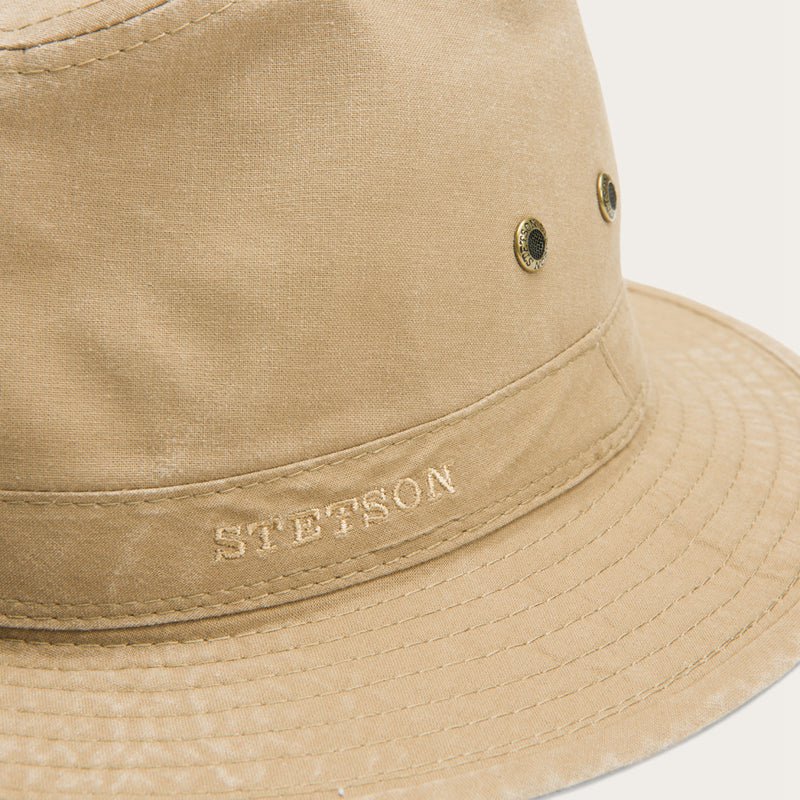 Brown Stetson Traveller Delave Organic Cotton Men's Outdoor Hats | UK 12VPWZKLJ