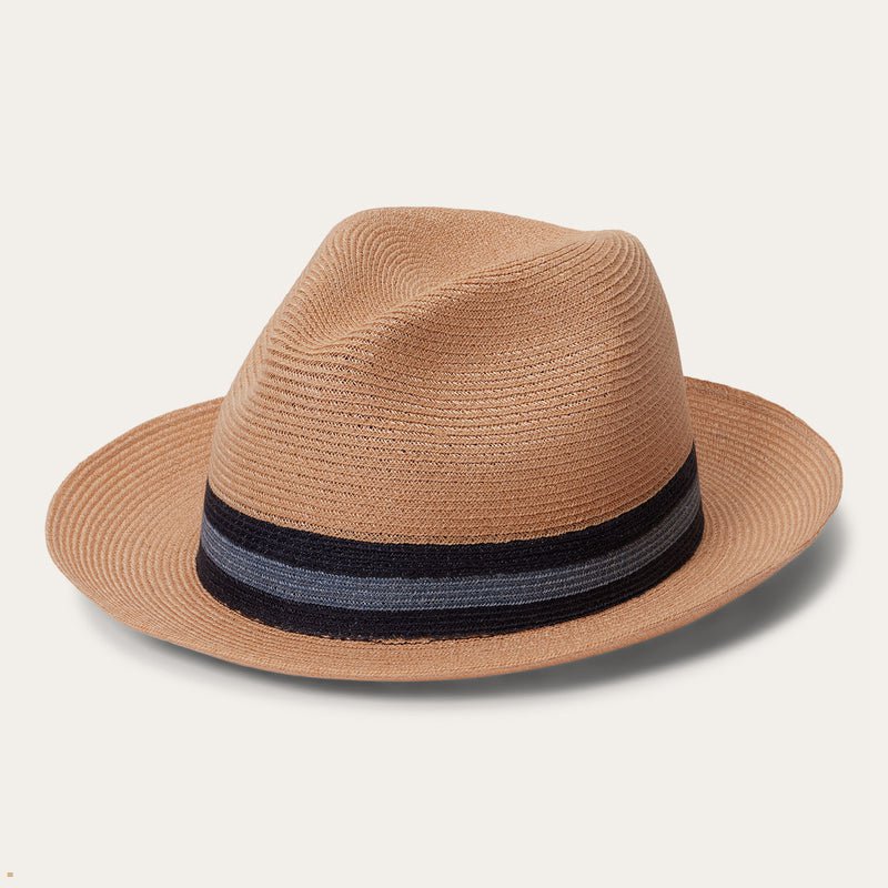 Brown Stetson Triad Straw Men's Fedoras | UK 36UJSCRQA