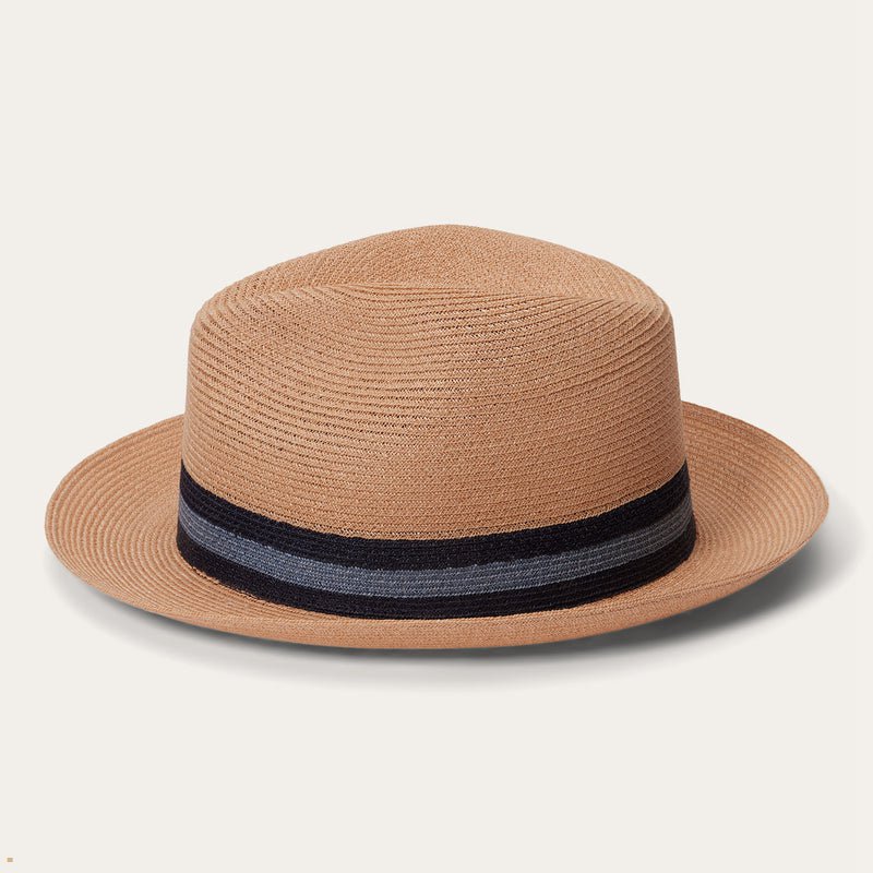 Brown Stetson Triad Straw Men's Fedoras | UK 36UJSCRQA