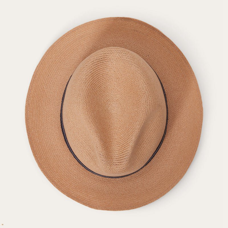 Brown Stetson Triad Straw Men's Fedoras | UK 36UJSCRQA