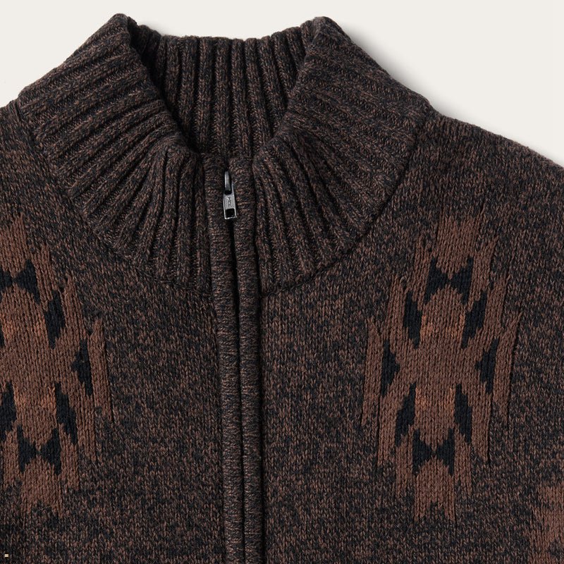 Brown Stetson Vertical Aztec Men's Cardigan | UK 19CDGRKVO