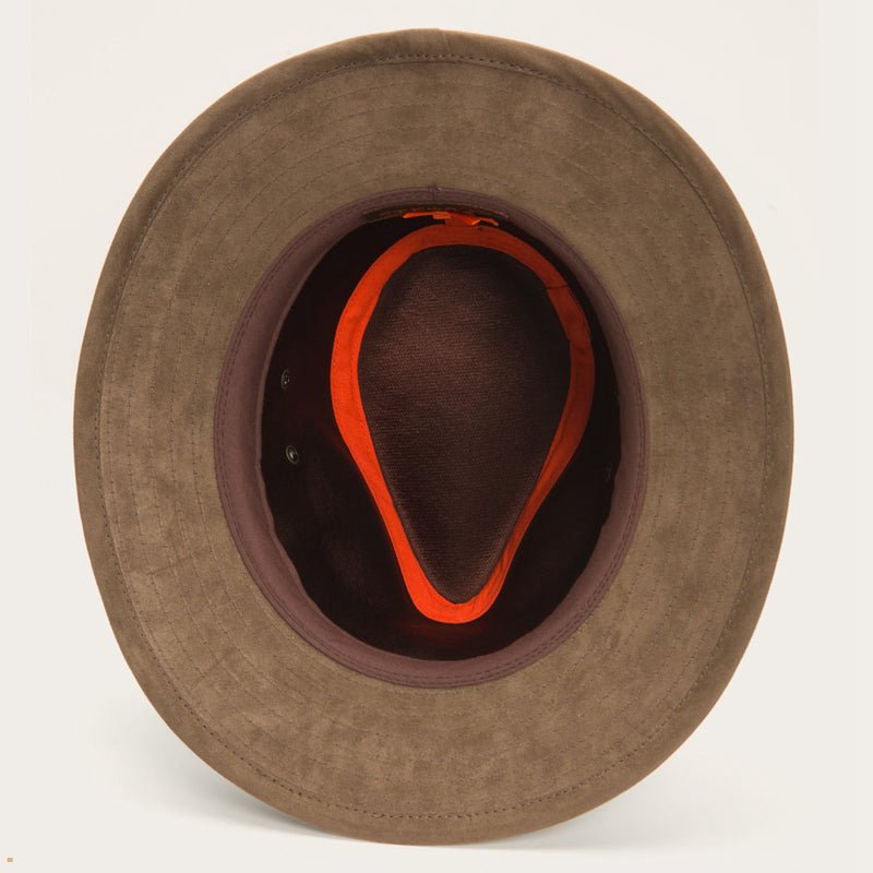 Brown Stetson Weathered Leather Safari Men's Outdoor Hats | UK 71UZIEAXO