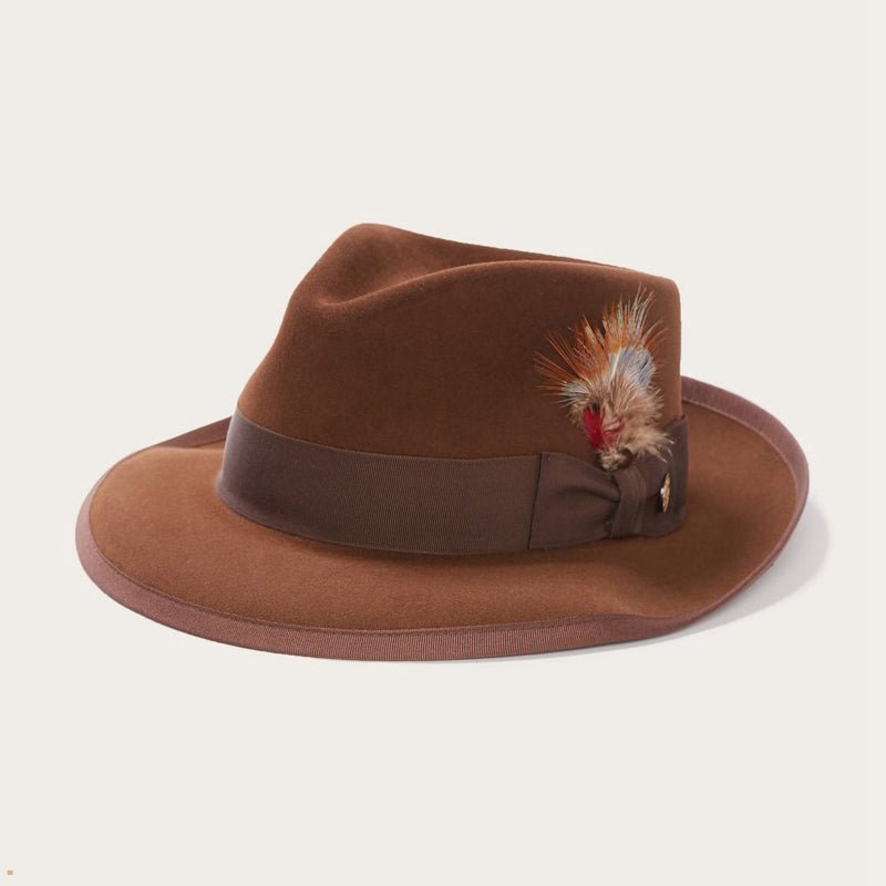 Brown Stetson Whippet Men's Fedoras | UK 09XGYOMVD