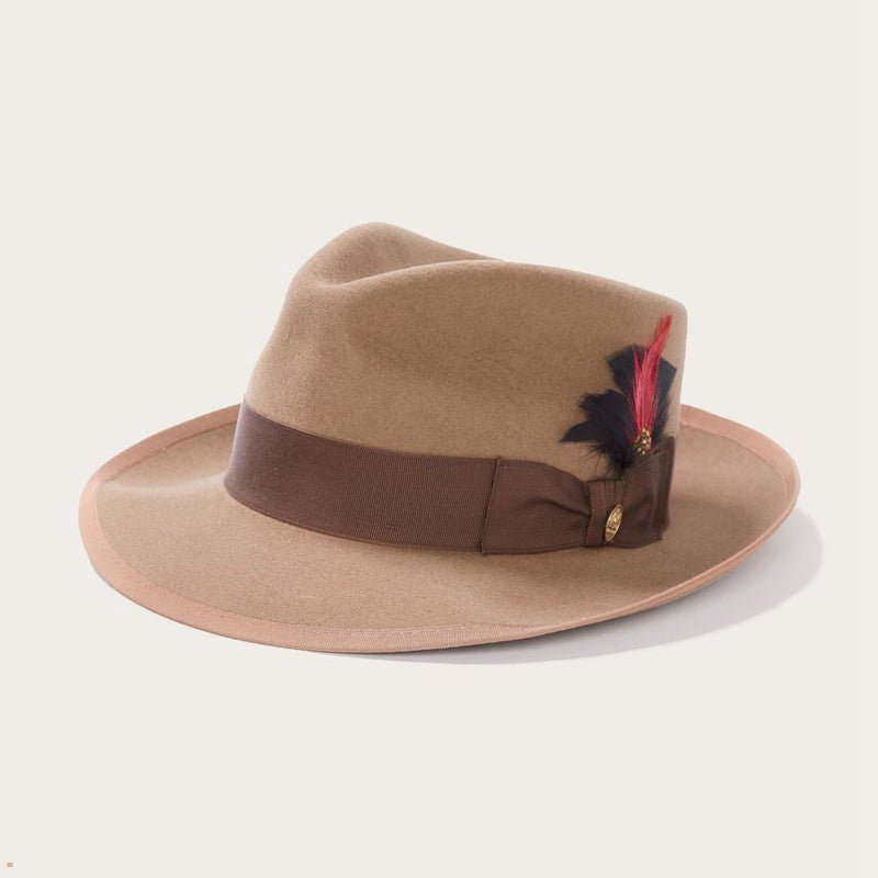 Brown Stetson Whippet Wool Men's Fedoras | UK 62DNVIEBX