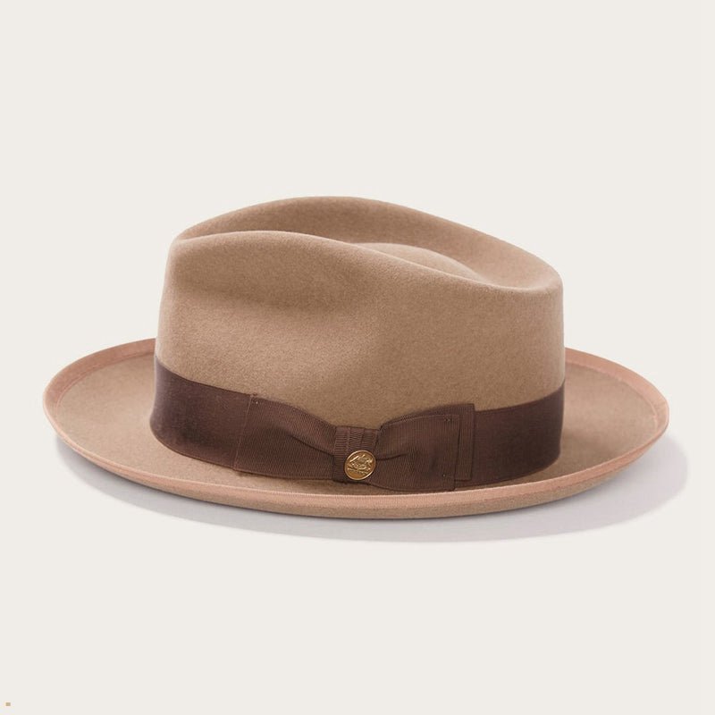 Brown Stetson Whippet Wool Men's Fedoras | UK 62DNVIEBX