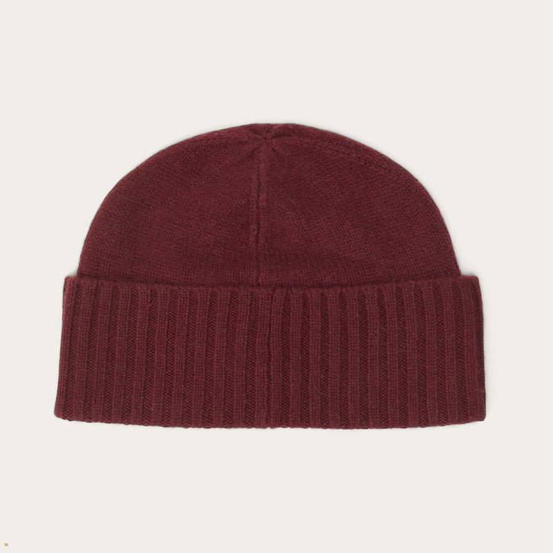 Burgundy Stetson Cashmere Men's Beanie | UK 95DMQPJWY