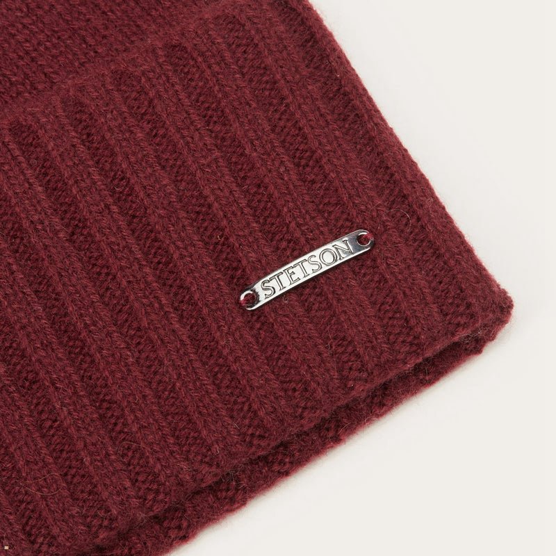 Burgundy Stetson Cashmere Men's Beanie | UK 95DMQPJWY