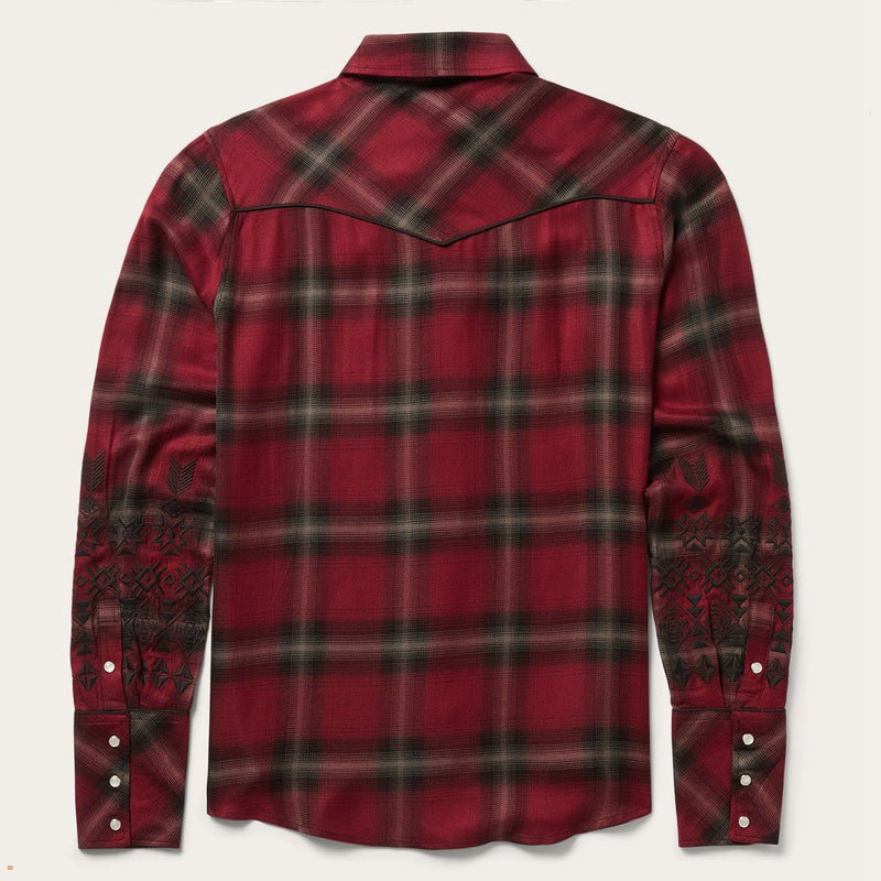 Burgundy Stetson Western Plaid Wine Women's Blouse | UK 15EHLDONU