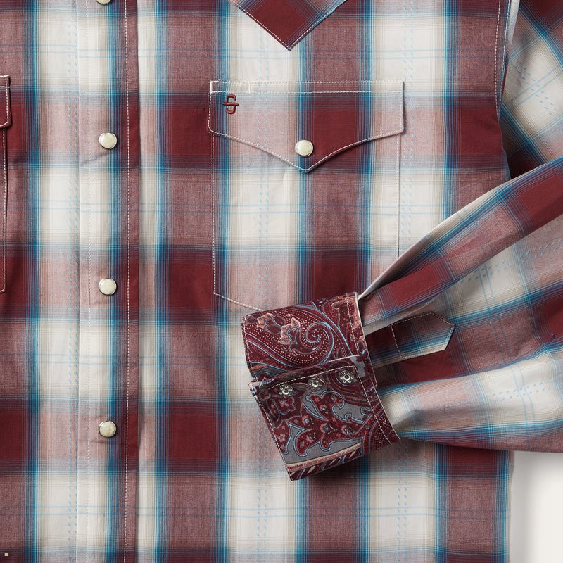 Burgundy Stetson Wine Plaid Men's Shirts | UK 27QPOKBYT