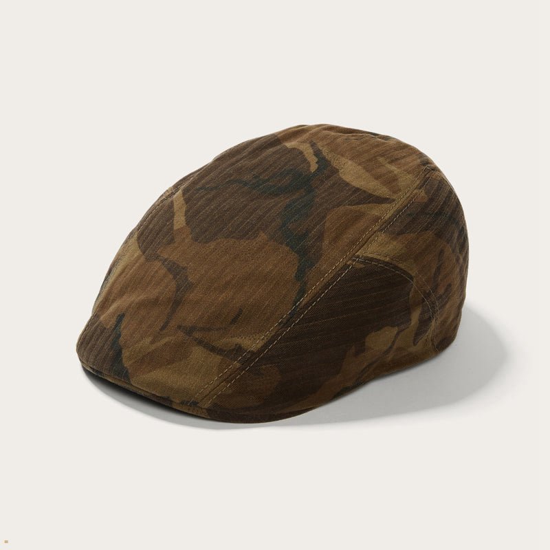 Camo Stetson Waxed Cotton Ivy Cap Men's Outdoor Hats | UK 06PXENTQJ