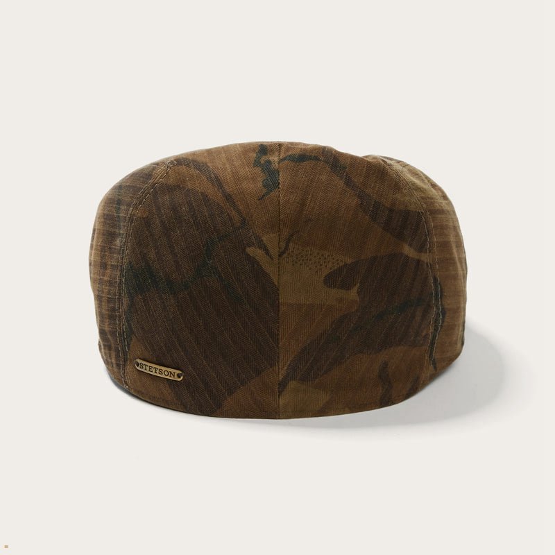 Camo Stetson Waxed Cotton Ivy Cap Men's Outdoor Hats | UK 06PXENTQJ