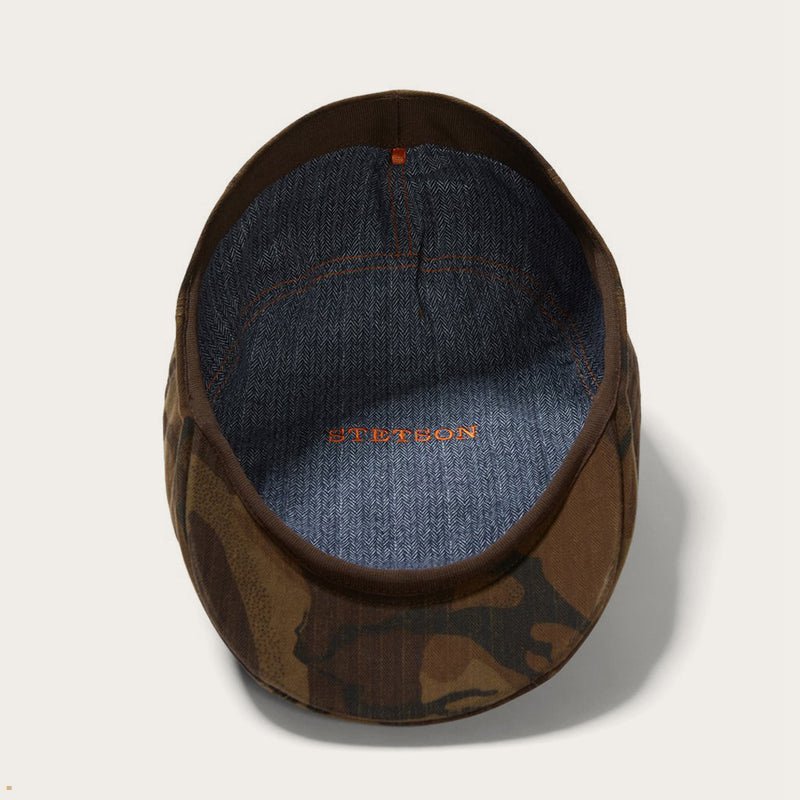 Camo Stetson Waxed Cotton Ivy Cap Men's Outdoor Hats | UK 06PXENTQJ